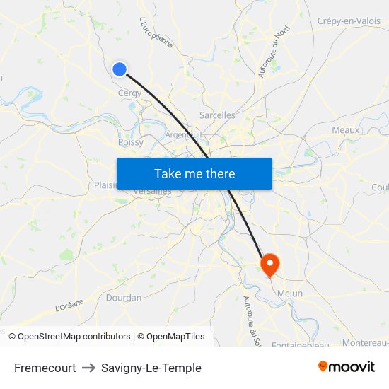 Fremecourt to Savigny-Le-Temple map