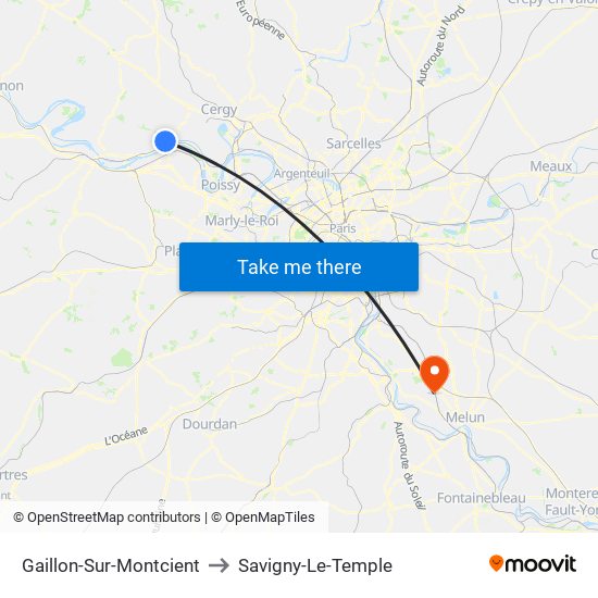 Gaillon-Sur-Montcient to Savigny-Le-Temple map
