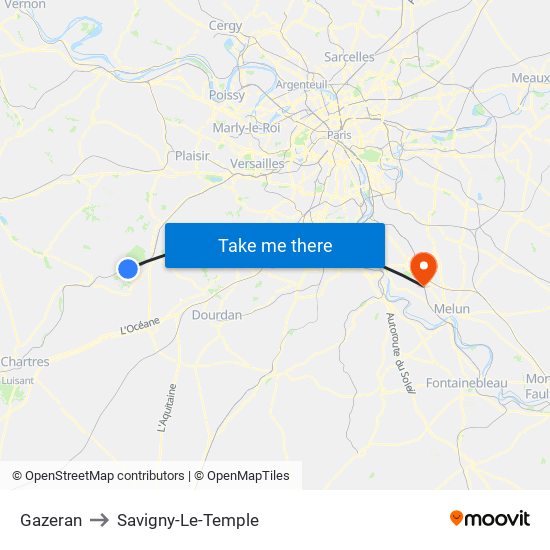 Gazeran to Savigny-Le-Temple map