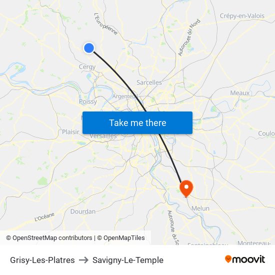 Grisy-Les-Platres to Savigny-Le-Temple map