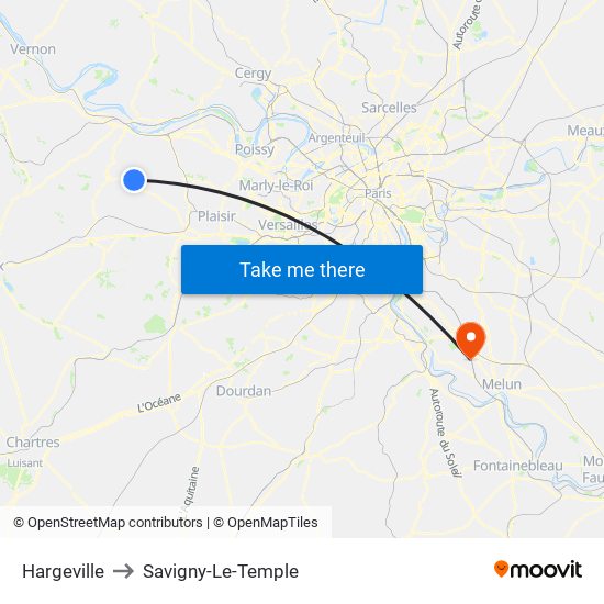 Hargeville to Savigny-Le-Temple map