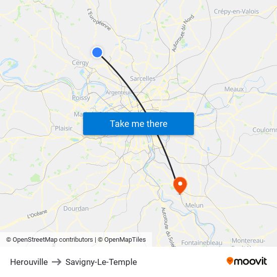 Herouville to Savigny-Le-Temple map