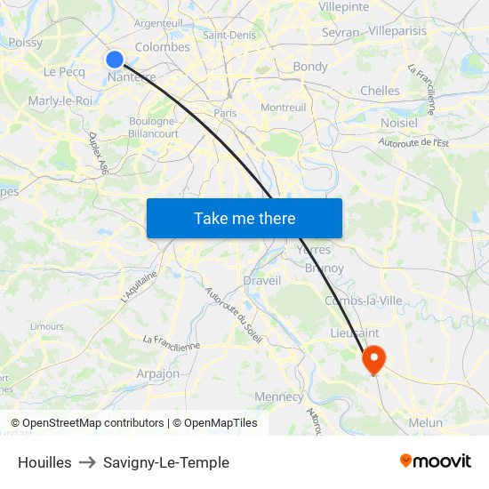 Houilles to Savigny-Le-Temple map