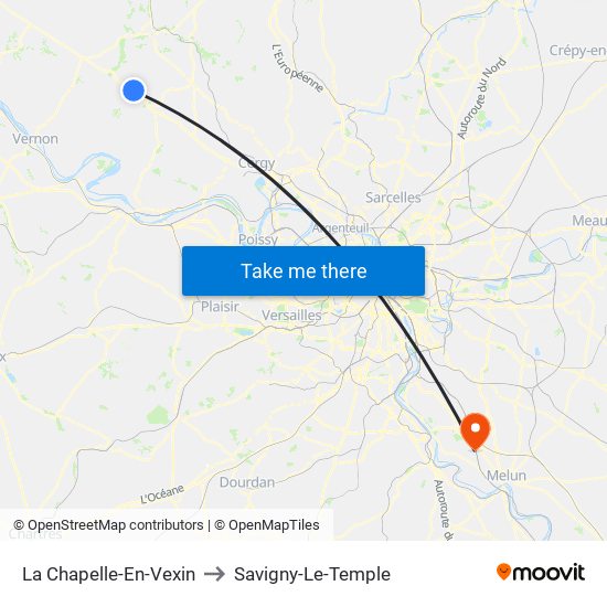 La Chapelle-En-Vexin to Savigny-Le-Temple map