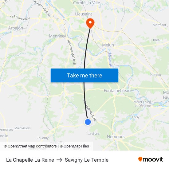 La Chapelle-La-Reine to Savigny-Le-Temple map