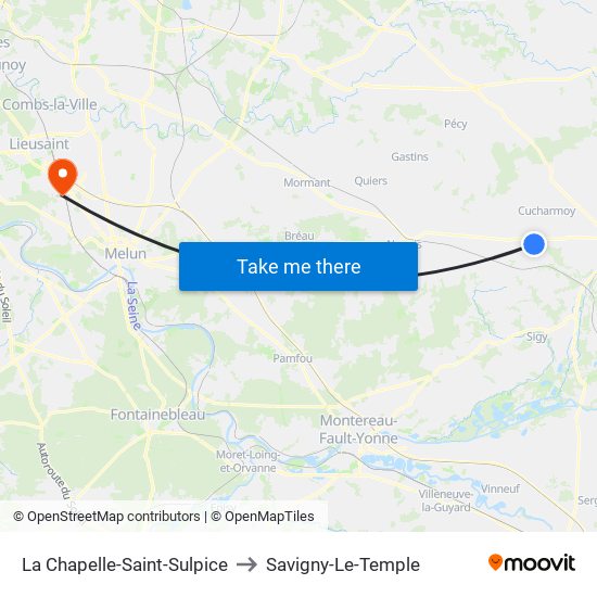 La Chapelle-Saint-Sulpice to Savigny-Le-Temple map