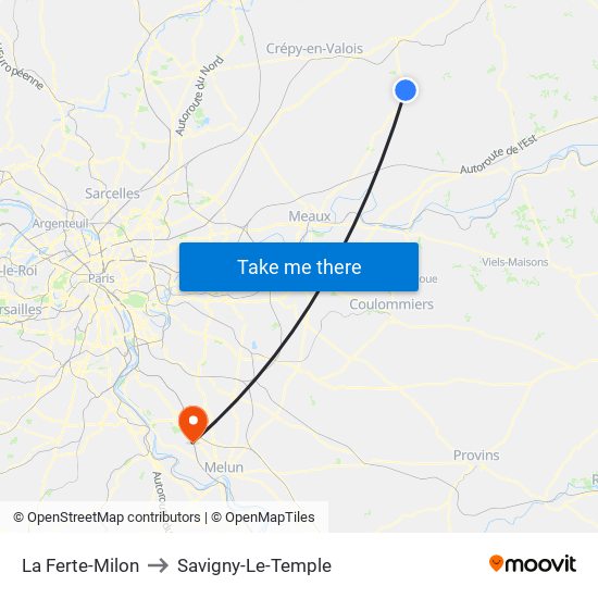 La Ferte-Milon to Savigny-Le-Temple map
