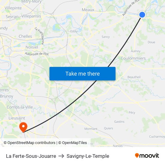 La Ferte-Sous-Jouarre to Savigny-Le-Temple map