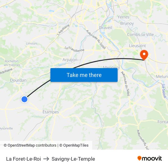 La Foret-Le-Roi to Savigny-Le-Temple map