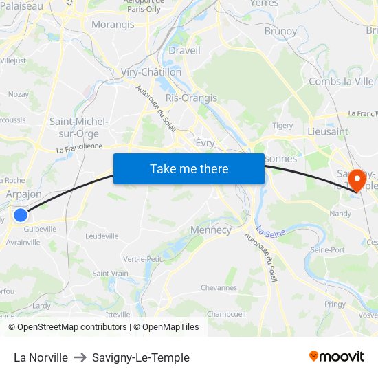 La Norville to Savigny-Le-Temple map