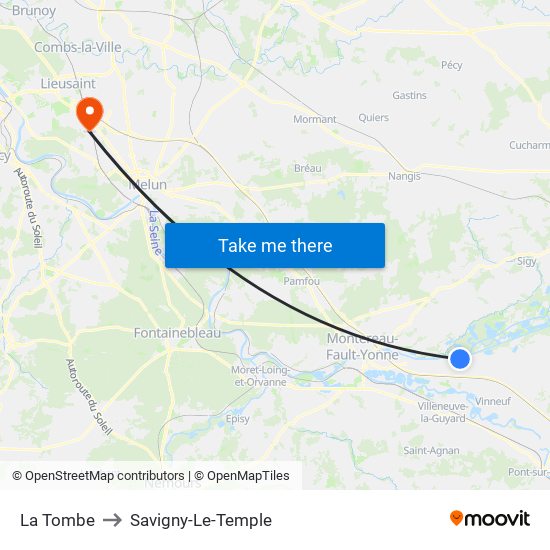 La Tombe to Savigny-Le-Temple map