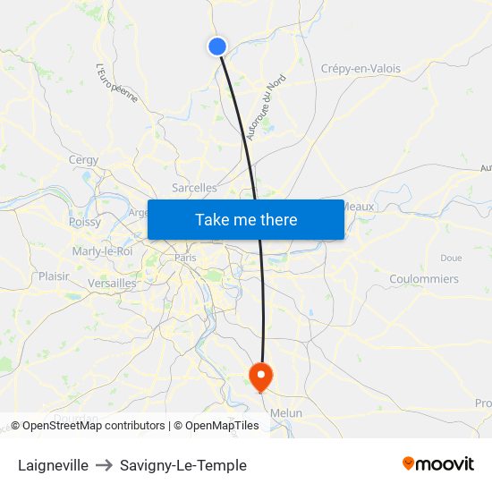 Laigneville to Savigny-Le-Temple map
