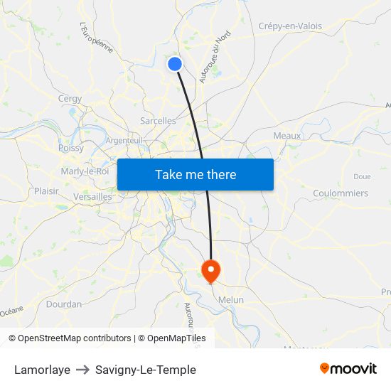 Lamorlaye to Savigny-Le-Temple map