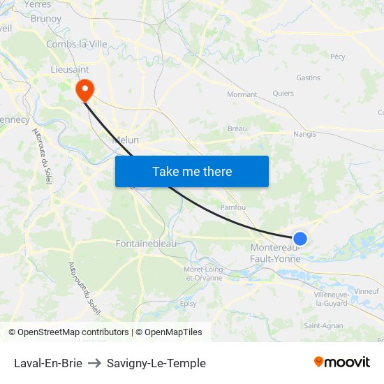 Laval-En-Brie to Savigny-Le-Temple map