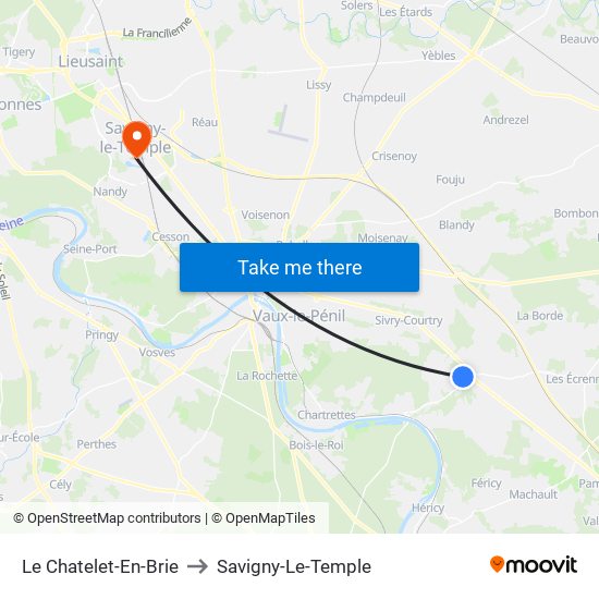 Le Chatelet-En-Brie to Savigny-Le-Temple map