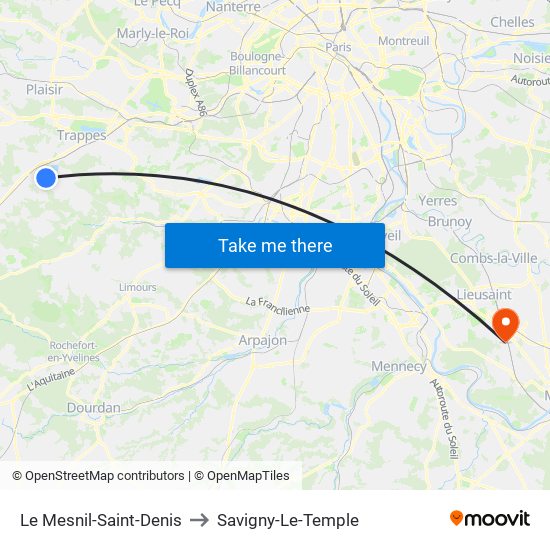 Le Mesnil-Saint-Denis to Savigny-Le-Temple map