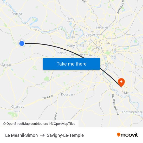 Le Mesnil-Simon to Savigny-Le-Temple map