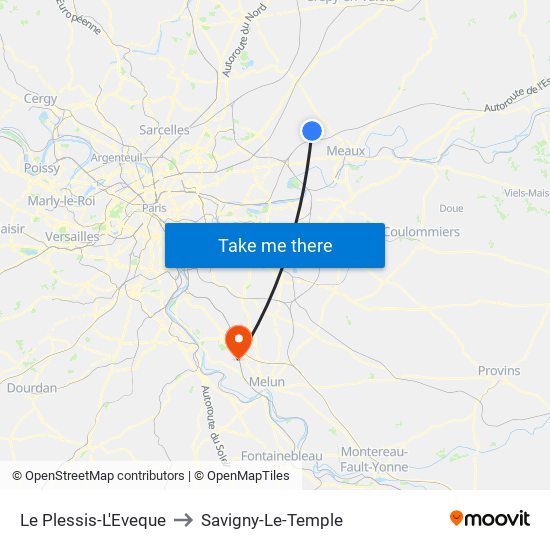 Le Plessis-L'Eveque to Savigny-Le-Temple map