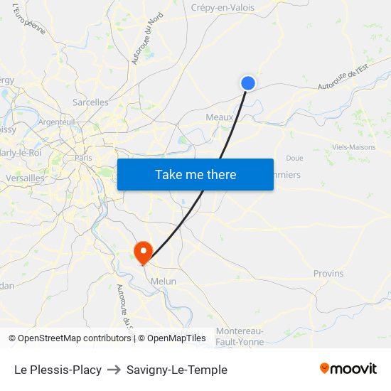 Le Plessis-Placy to Savigny-Le-Temple map