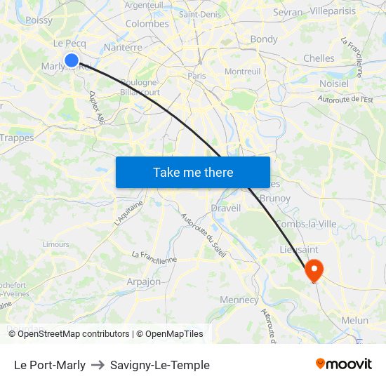 Le Port-Marly to Savigny-Le-Temple map