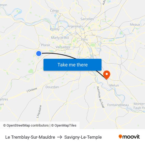 Le Tremblay-Sur-Mauldre to Savigny-Le-Temple map