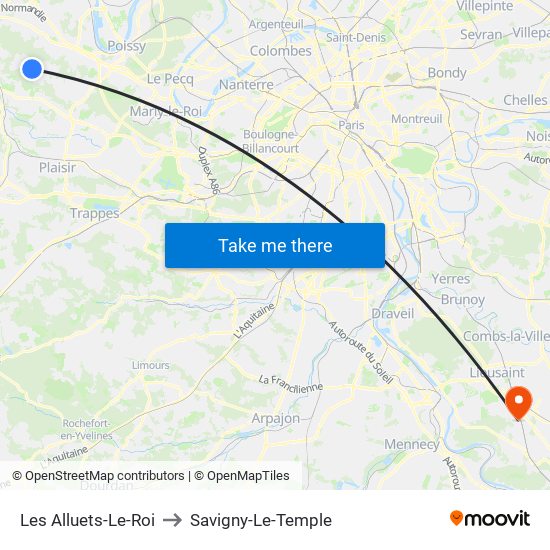 Les Alluets-Le-Roi to Savigny-Le-Temple map