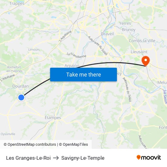 Les Granges-Le-Roi to Savigny-Le-Temple map