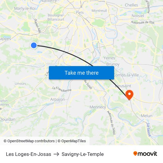 Les Loges-En-Josas to Savigny-Le-Temple map