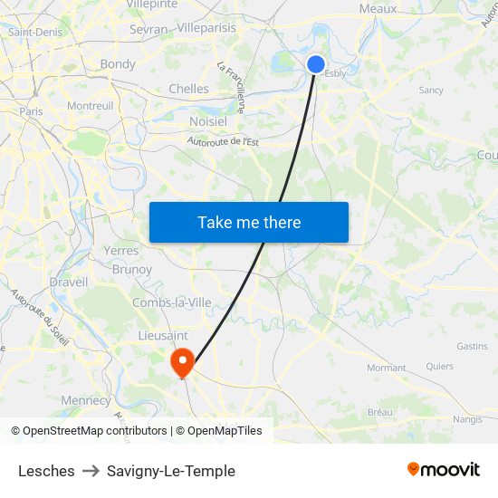 Lesches to Savigny-Le-Temple map