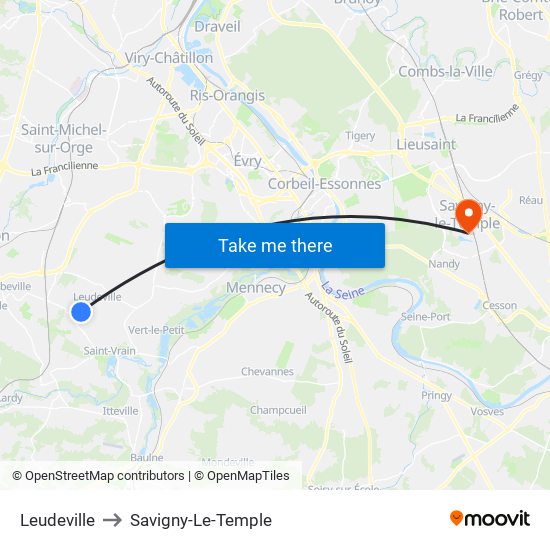 Leudeville to Savigny-Le-Temple map