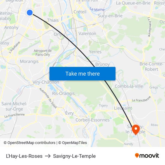 L'Hay-Les-Roses to Savigny-Le-Temple map