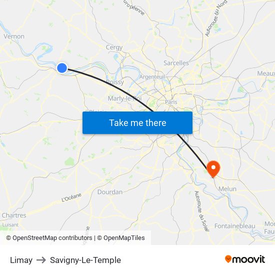 Limay to Savigny-Le-Temple map
