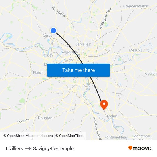Livilliers to Savigny-Le-Temple map