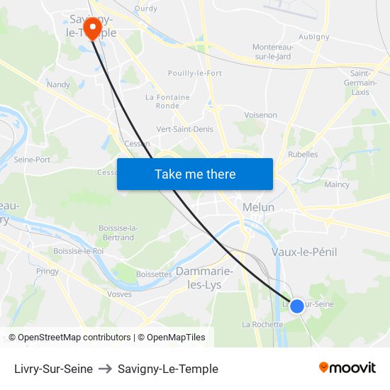 Livry-Sur-Seine to Savigny-Le-Temple map