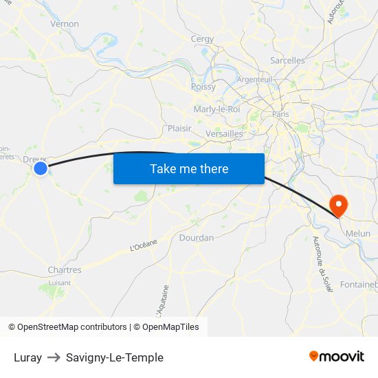Luray to Savigny-Le-Temple map
