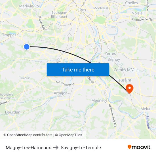 Magny-Les-Hameaux to Savigny-Le-Temple map