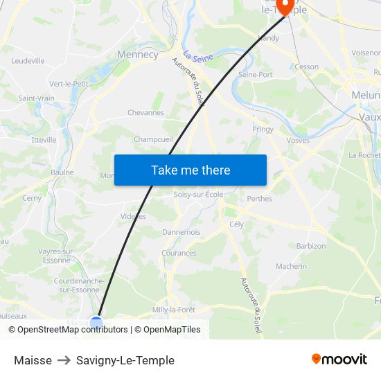 Maisse to Savigny-Le-Temple map