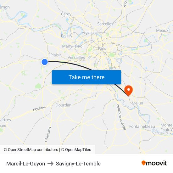 Mareil-Le-Guyon to Savigny-Le-Temple map