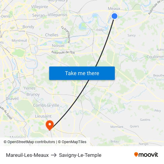 Mareuil-Les-Meaux to Savigny-Le-Temple map