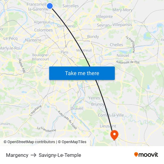 Margency to Savigny-Le-Temple map