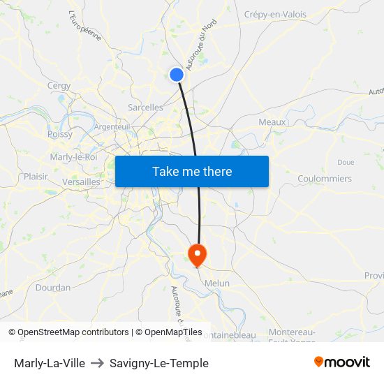 Marly-La-Ville to Savigny-Le-Temple map