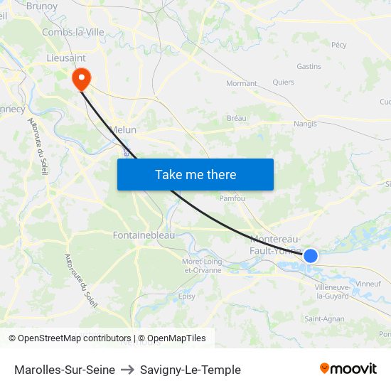 Marolles-Sur-Seine to Savigny-Le-Temple map