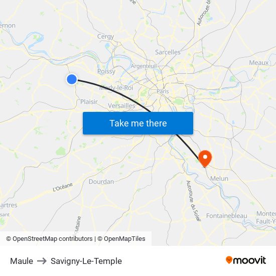 Maule to Savigny-Le-Temple map