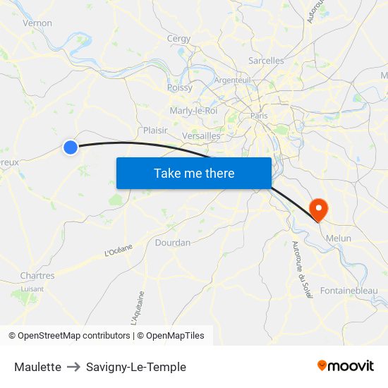 Maulette to Savigny-Le-Temple map