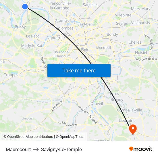 Maurecourt to Savigny-Le-Temple map