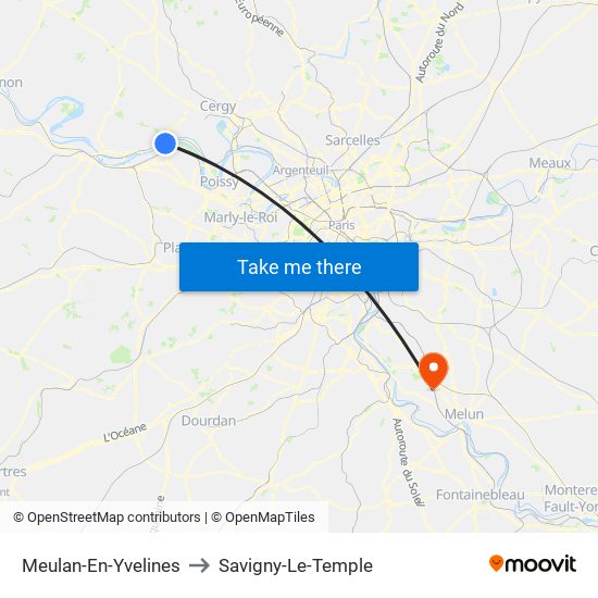 Meulan-En-Yvelines to Savigny-Le-Temple map