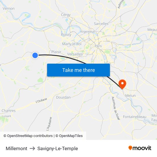 Millemont to Savigny-Le-Temple map