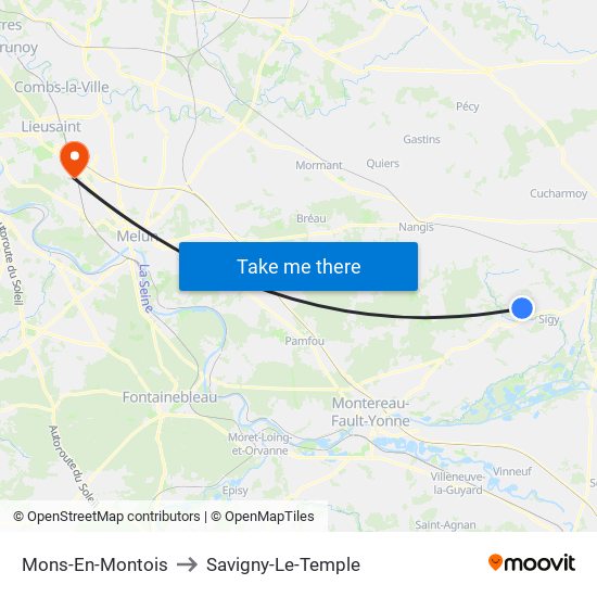 Mons-En-Montois to Savigny-Le-Temple map