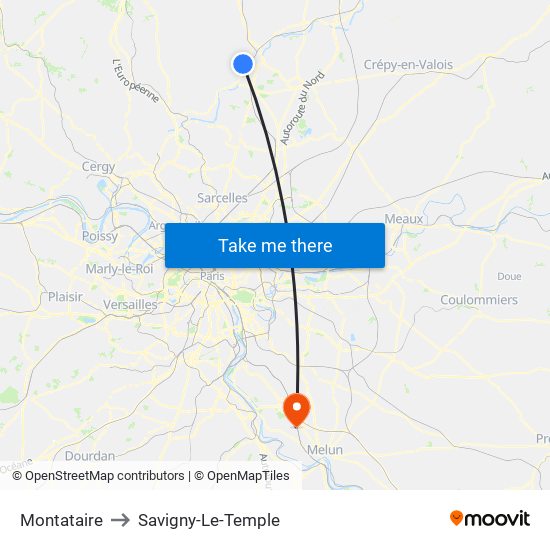 Montataire to Savigny-Le-Temple map