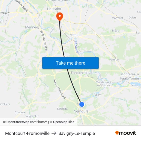 Montcourt-Fromonville to Savigny-Le-Temple map